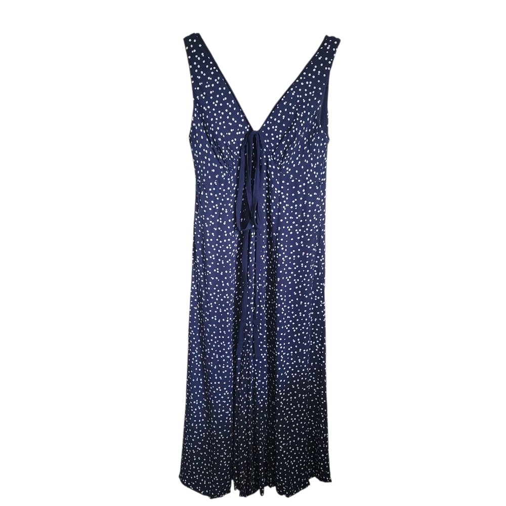 Anthropologie HD in Paris Tallulah Polka Dot Wide Leg Jumpsuit Navy Size 12P - Picture 7 of 12